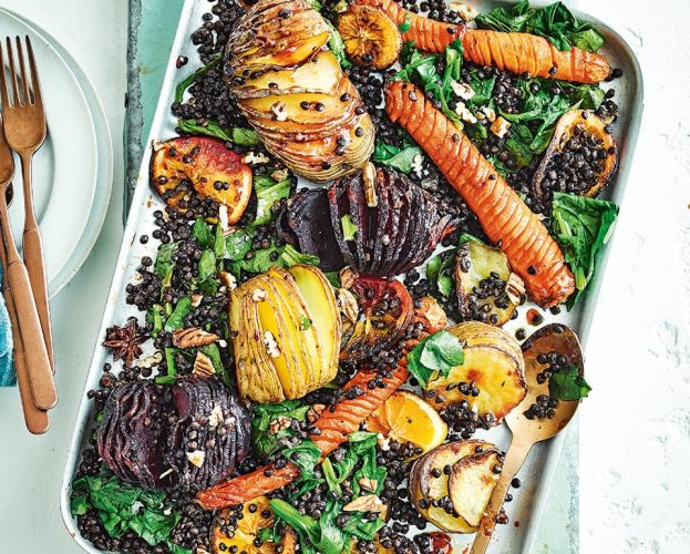 Miso hasselback vegetables