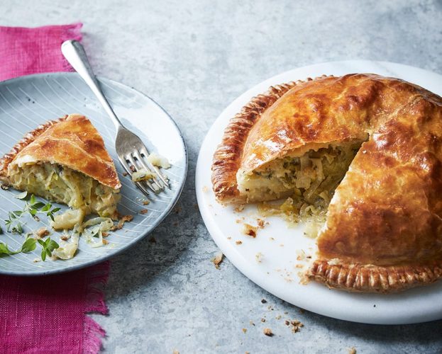 Potato leek and stilton pithivier