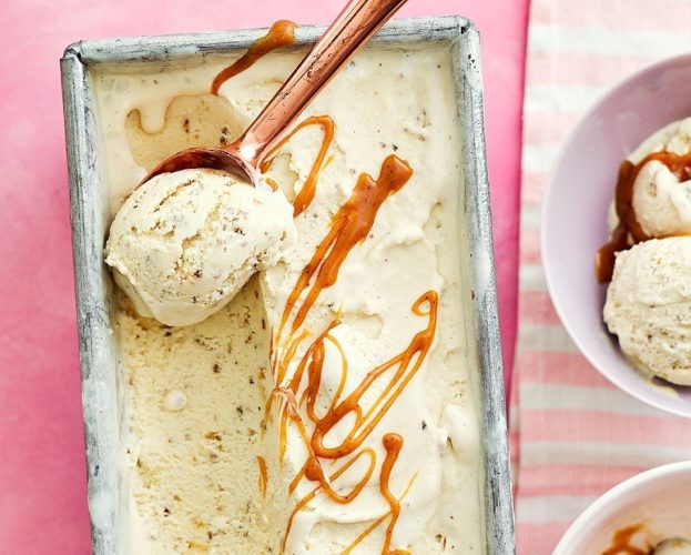 brown butter caramel and rye bread gelato