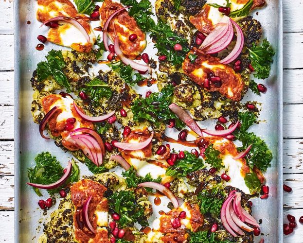 cauliflower steaks with halloumi