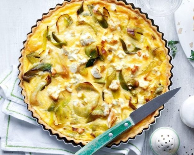 Leek and feta tart