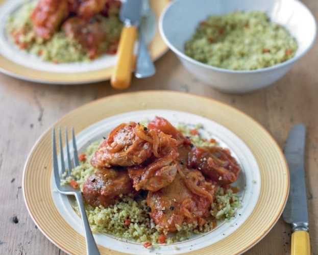 chicken tagging with figs and fruity couscous