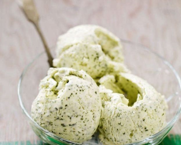 fresh mint and yogurt ice cream