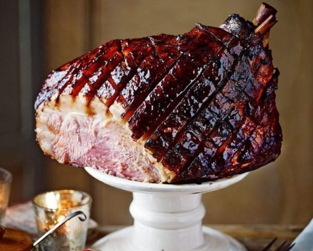 Treacle-roast ham with spiced rum glaze