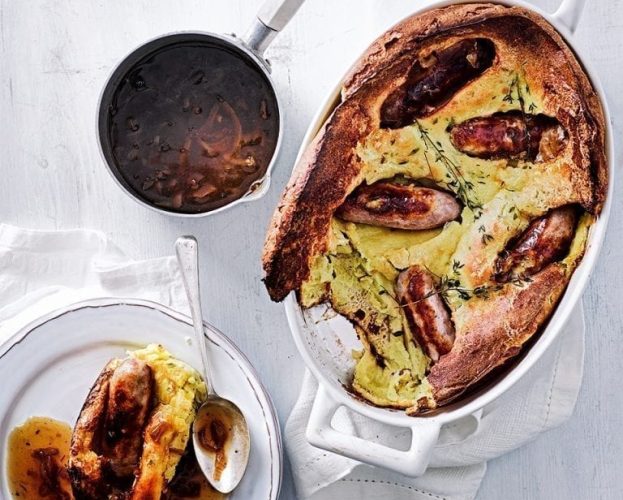 Thyme and mustard toad in the hole