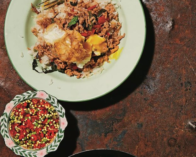 pork stir fried with holy basil