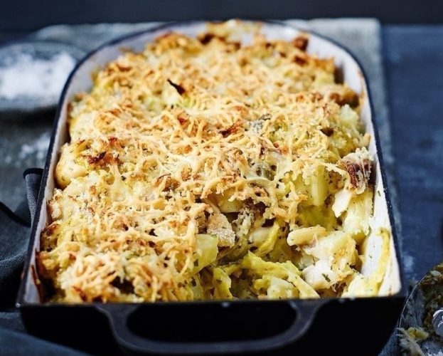 smoked haddock, savoy cabbage and potato gratin