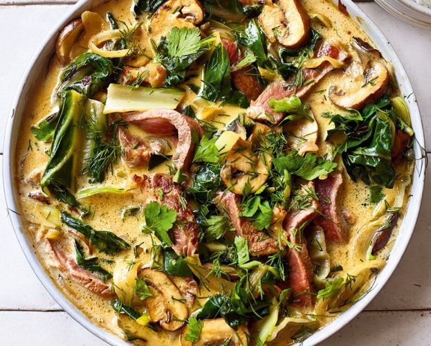 steak and caper stroganoff