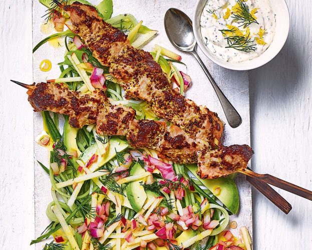Scandi-style salmon skewers