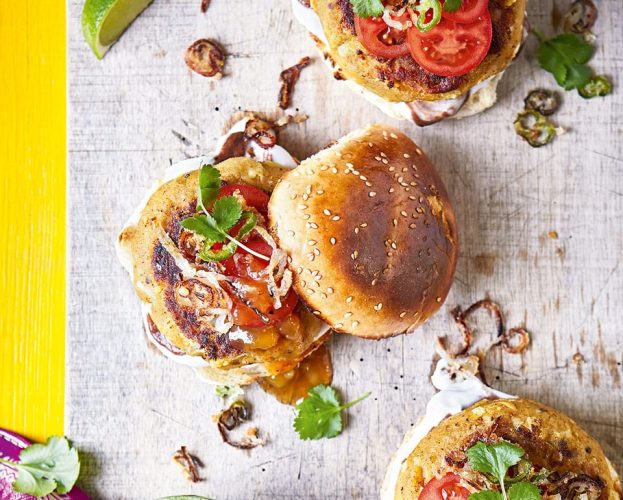 Spicy potato and cauliflower burger