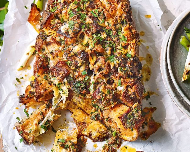 Sobrasada and mozzarella sharing loaf with charred spring onions