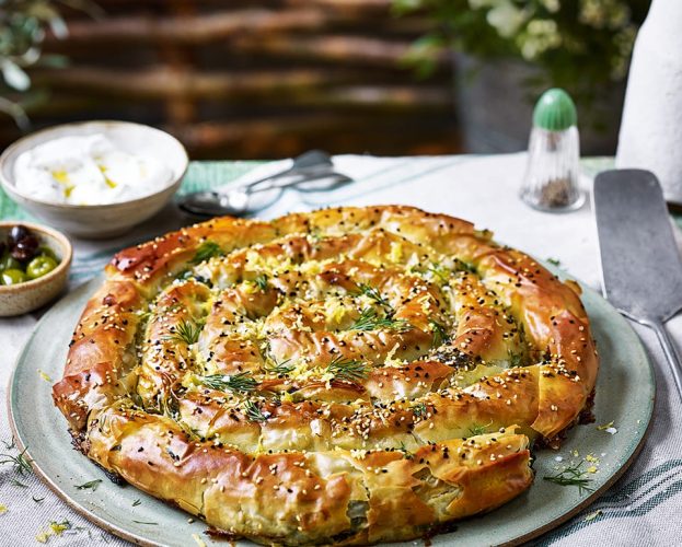 Spinach and feta filo pie