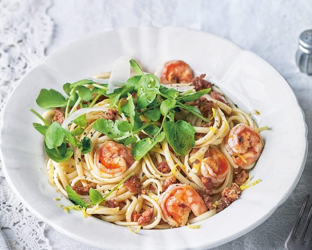 Surf and turf pasta