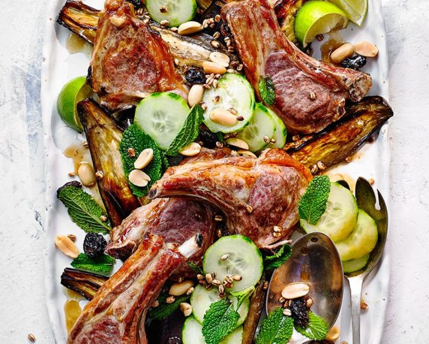 lamb cutlets with roasted aubergine
