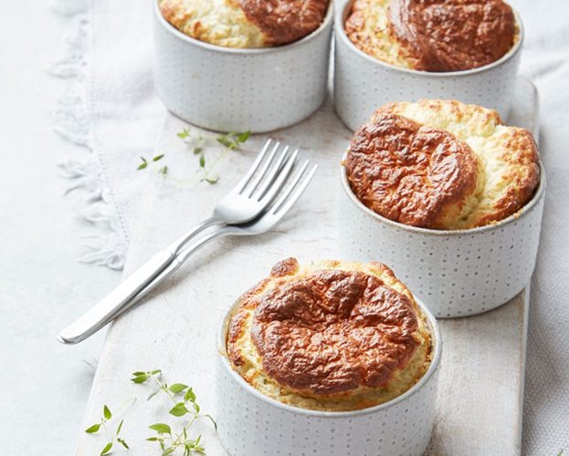 blue murder cheese and thyme soufflés