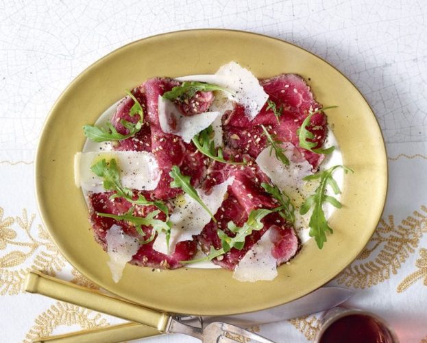 Beef carpaccio on a plate