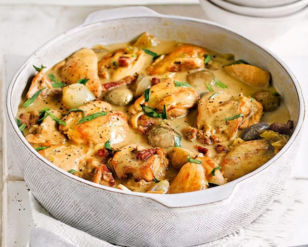 Creamy tarragon and chicken casserole