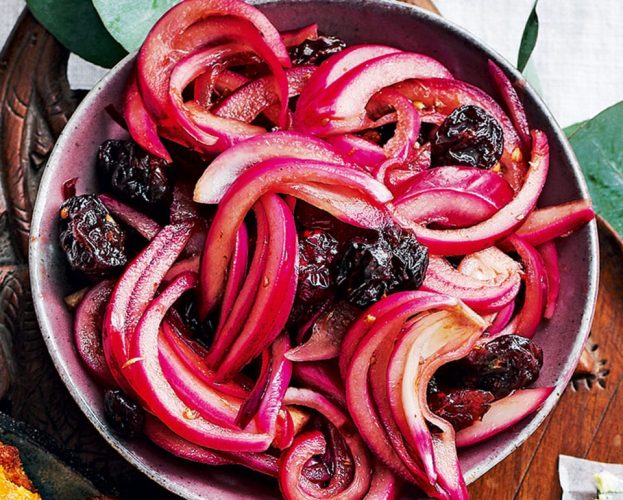 Red onion, sour cherry and pomegranate relish