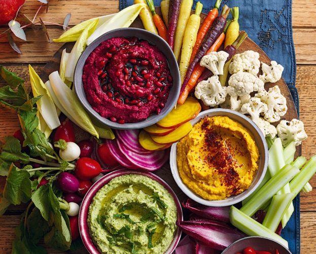 Rainbow houmous platter