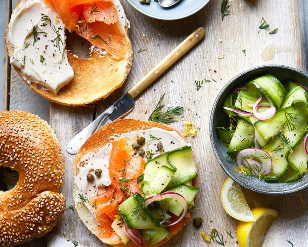 smoked salmon and cream cheese bagel