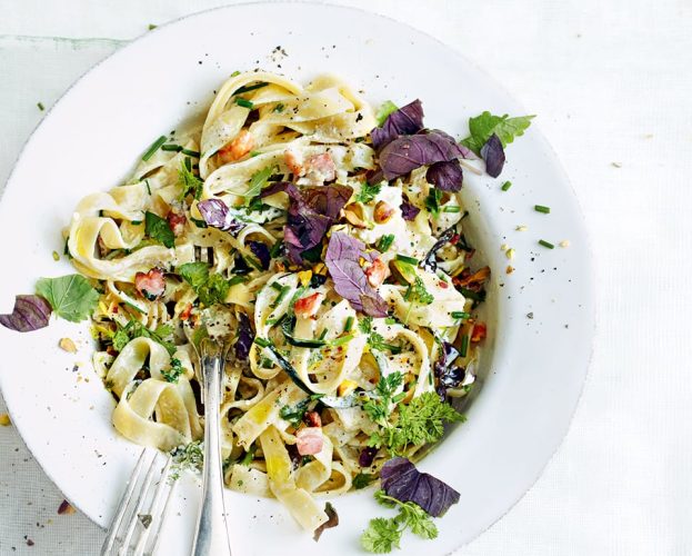 pasta with crispy bacon