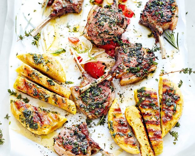 lamb chops with griddled breads