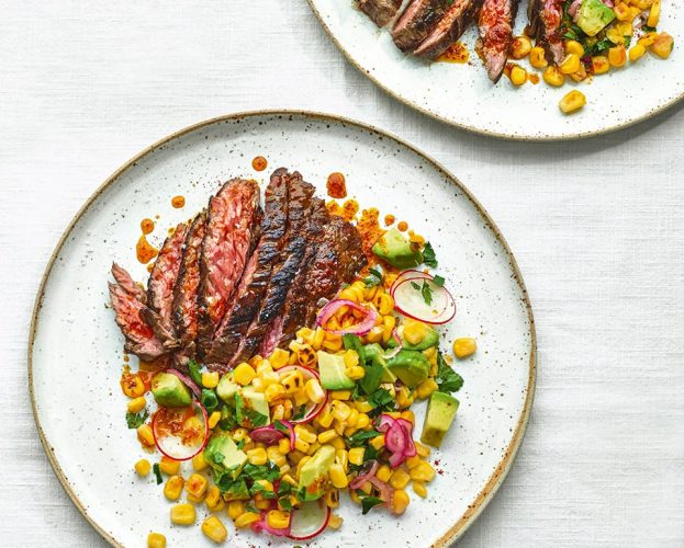 steak with corn salsa
