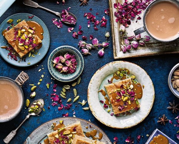 Rose and pistachio cake
