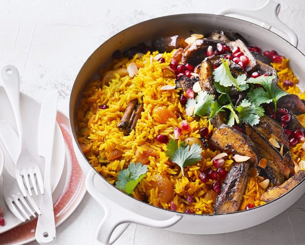 aubergine pilaf