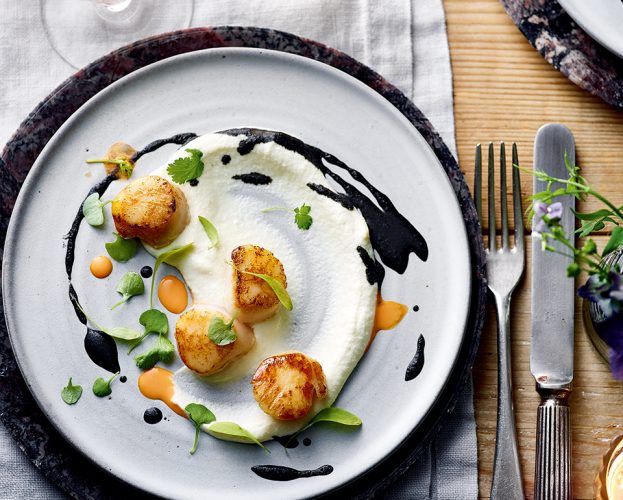 scallops with squid ink