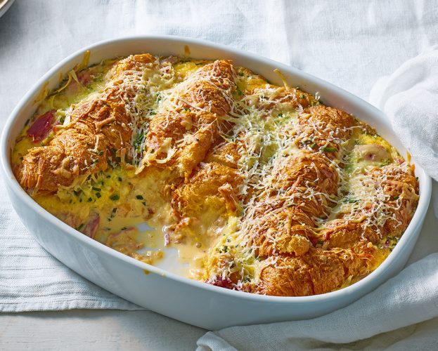 Croissant bread and butter pudding