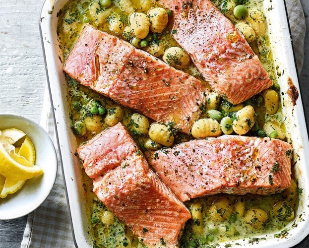 Salmon with gnocchi