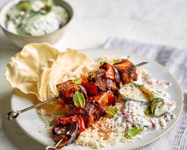 Tandoori paneer skewers