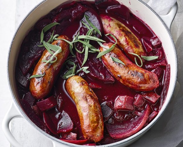 Sausage beetroot stew