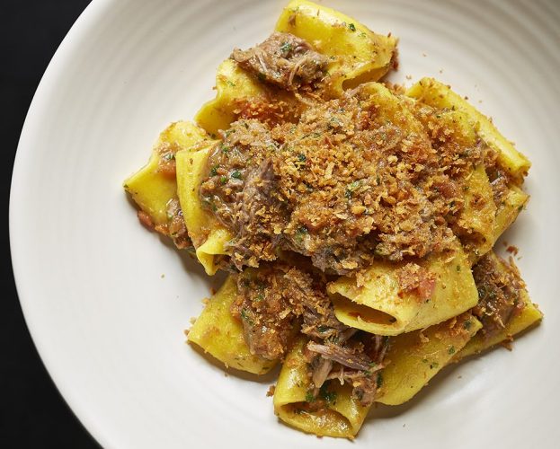 Paccheri pasta with lamb