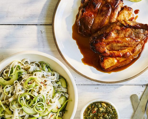 Caramelised pork with noodle salad