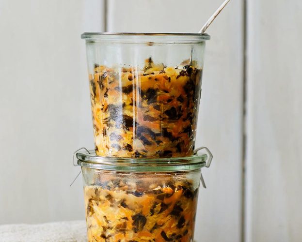 Jars of sauerkraut