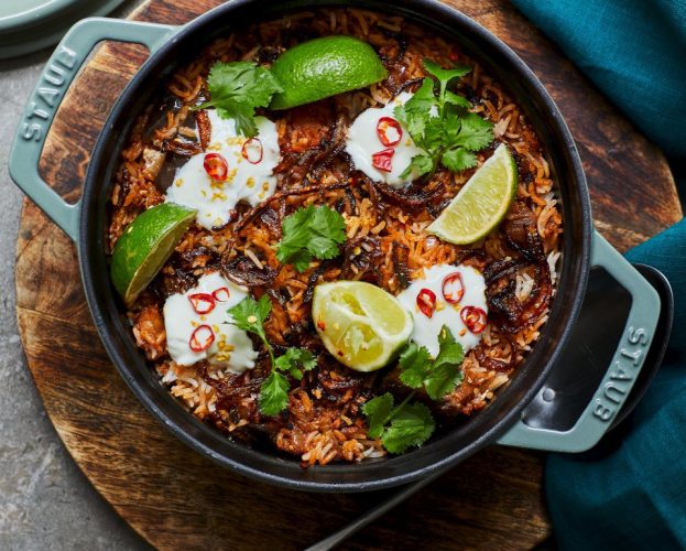 Aubergine biryani