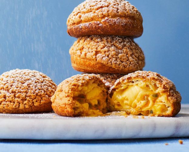 Choux buns filled with ganache