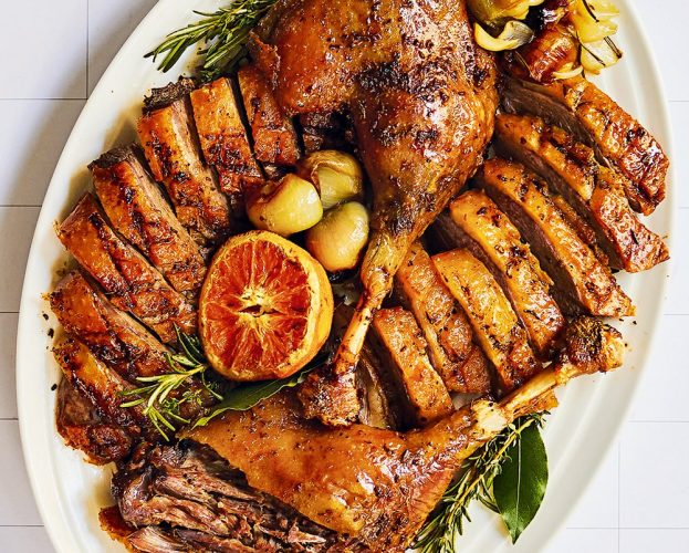 Platter of roast goose