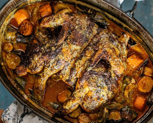 Karan Gokani's chicken curry traybake
