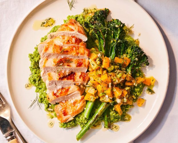 Chicken with peach relish
