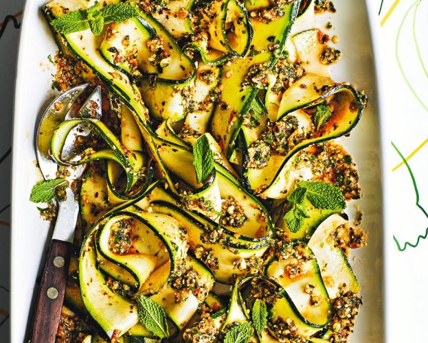 Courgette ribbons with pesto alla trapanese