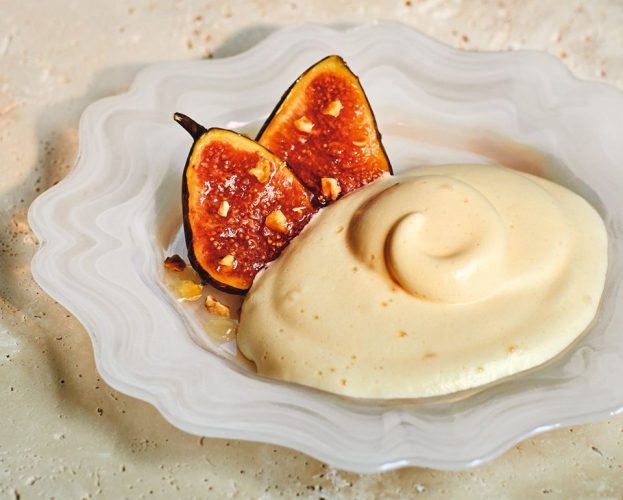 zabaione with hazelnuts and figs