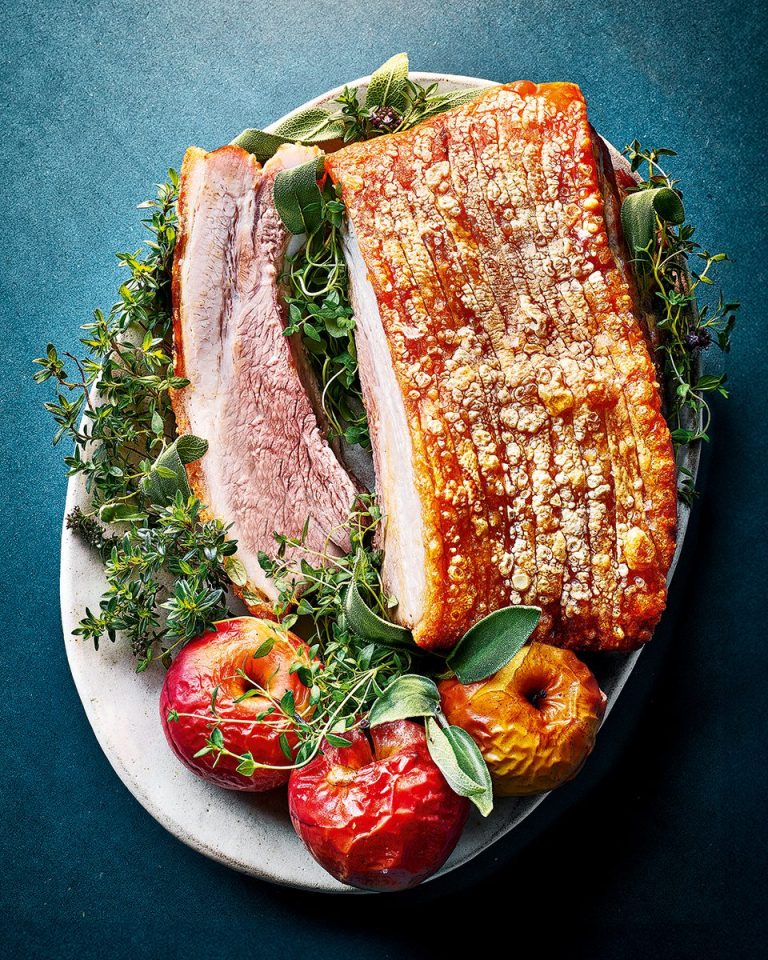 Roast pork belly with perfect foolproof crackling