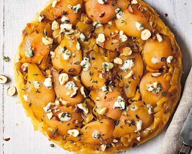 Pear and roquefort tarte tatin