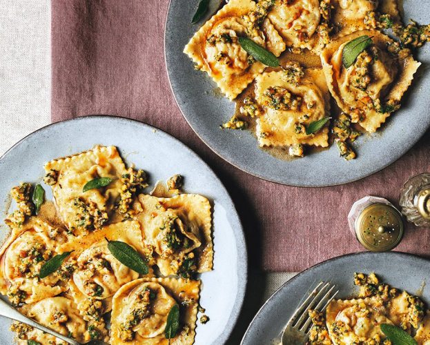 Stuffing and sage ravioli