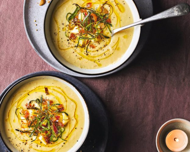 Creamy turkey and leek soup