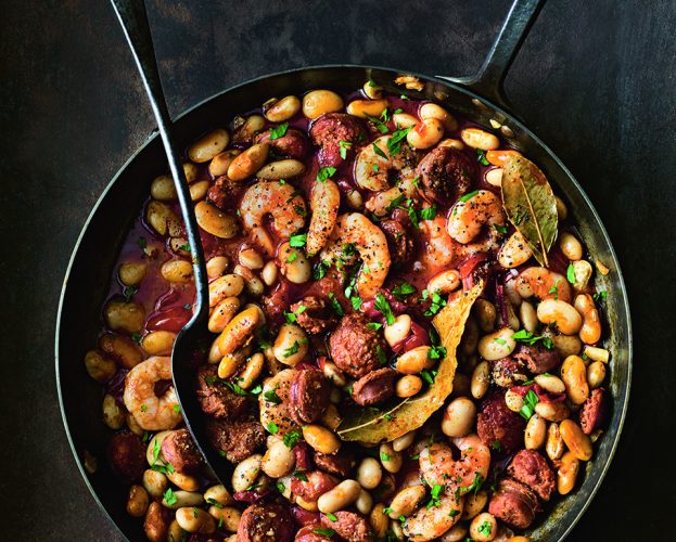 Chorizo, prawn and butter bean stew