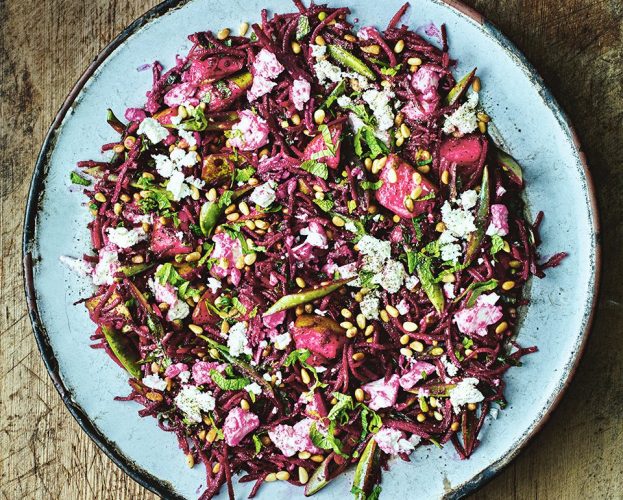 Pear, beetroot, feta and mint salad